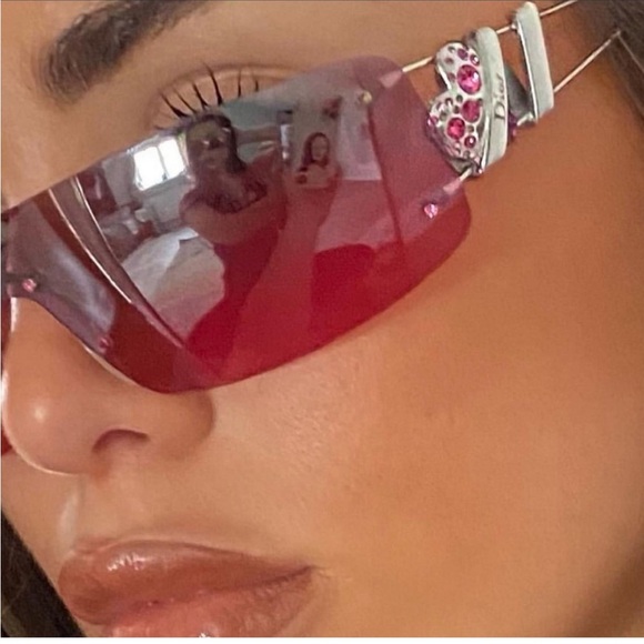LIKE NEW 🍒 DIOR RARE HEART CORE RIMLESS CRYSTAL PINK SUNGLASSES - Picture 3 of 12